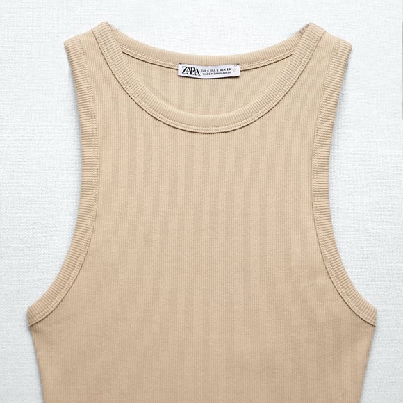 Zara Beige Ribbed T-Shirt - Picture 17 of 17